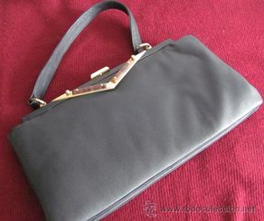 Vintage: ++ BOLSO DE MANO VINTAGE - AÑOS 50-60 - DETALLE EN CAREY - HERRAJES DORADOS - CON MONEDERO